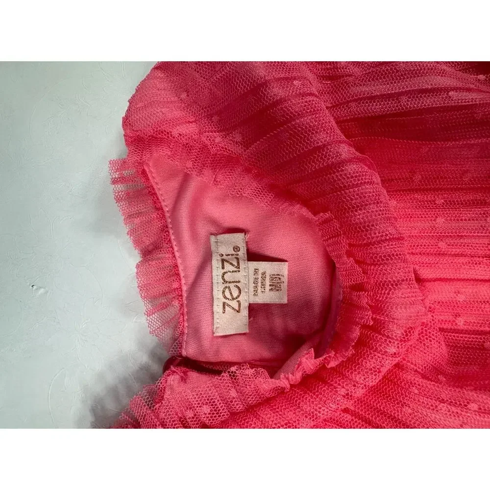 Zenzi Girls' Sleeveless Tiered Ruffle Skirt Dress Melon Pink Size M NWT